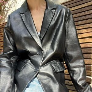 VINTAGE LEATHER BLAZER JACKET